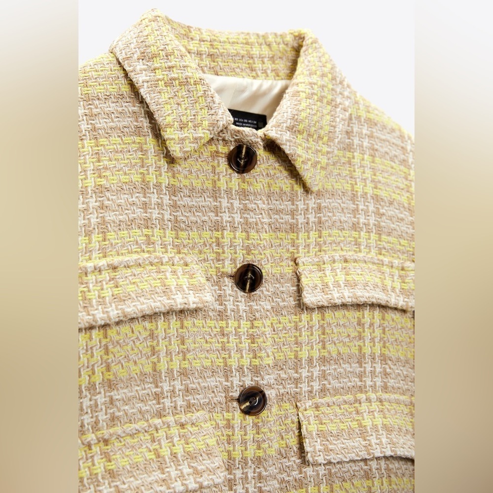 Zara Bloggers Fav‎ Luxury Cropped Textured Lapel Collar Long Sleeves Size M - Picture 5 of 15